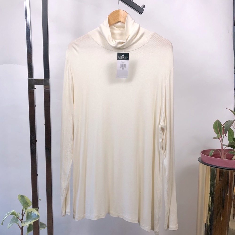 Lauren Ralph Lauren ribbed ivory turtleneck 3x new